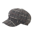 Classic British plaid newsboy cap in grey herringbone pattern with wool texture - One Size / Medium Grey