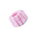 Pink and white plush microfiber wristbands for washing face and spa skincare - Pink Stripe