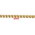Cadena box de acero inoxidable chapada en oro de 6mm para joyería artesanal DIY - Cadena de Caja 6mm / Oro de 18K