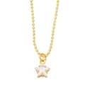 Elegante collana dorata con ciondolo a stella e zirconi su una catena a palline sottile - Bianco