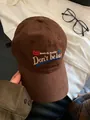 Retro deep brown cotton baseball cap with Don't be late embroidery and adjustable strap - Adjustable / Brown