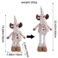 Standing Christmas reindeer plush with telescopic legs, 50cm to 60cm height adjustable - Khaki Telescopic Reindeer / Gray White Cotton