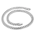 Collar de cadena cubana de acero inoxidable plateado con cierre cuadrado y acabado pulido - Collar Acero 45cm (KN225331-Z) / Color Acero