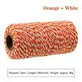 2mm orange and white bicolor cotton twine for DIY crafts and gift wrapping 100m roll - Orange + White