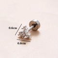 16G Silber Edelstahl Ohrstecker mit herzförmigem Zirkonia und 0,6 cm Größe - Dreifach-Zirkonia-Cluster / Silber 4#