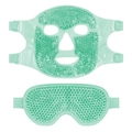 Light green reusable cooling gel bead facial mask and eye mask set for puffiness relief - Green Eye Mask + Face Mask Set