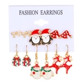 6er-Set Weihnachts-Ohrstecker mit Rentier-, Schneemann- und Pinguin-Motiven - KC Gold (Stil 5)