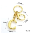 Polished gold initial C keychain charm with metal lobster clasp and ring accessories - Gold Letter C