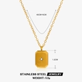 Gold stainless steel starburst pendant necklace with size and weight specifications - Square Pendant Necklace / Gold