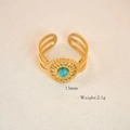 Detail showing 13mm turquoise stone inlay and weight specs of the vintage sun ring - Amazonite