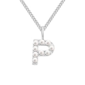 Elegant stainless steel necklace with a pearl-studded letter P pendant for women - Letter P / Steel Color