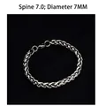 Men's silver keel chain bracelet in stainless steel with 7mm diameter link design - 7mm / Dragon Bone Chain