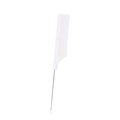 White plastic hair styling tail comb with metal pin for professional sectioning - White