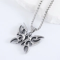 Collana con ciondolo a farfalla cava in argento su pietra bianca, finitura di qualità - Colore Acciaio (Con Catena)