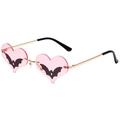 Occhiali da sole gotici a cuore con pipistrello lenti rosa e montatura in oro metallo - Montatura Dorata Lenti Rosa