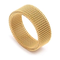 Wide gold braided mesh ring in stainless steel for a minimalist unisex fashion look - Gold / US 6