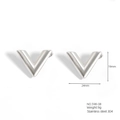 Silver V-shaped 304 stainless steel stud earrings in high-polished metallic finish - Polished V-Shape