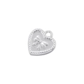 Detailed view of a silver heart pendant with embossed bow design and metallic finish - VD1533 Platinum (Heart Bow)