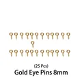 Lot de 25 tiges à œil dorées 8mm pour bijoux en résine DIY et fabrication de porte-clés - Clous à Œil Dorés 25pcs