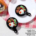 Miniature resin breakfast frying pan charm with heart ham and egg for DIY crafts - Frying Pan Heart Egg and Steak