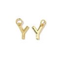 Detailed view of 18K gold plated letter Y pendants with cubic zirconia for DIY jewelry - Letter Y
