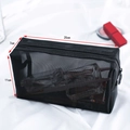 Portable black mesh makeup bag with zipper and dimensions 20cm by 11cm by 7cm - 04 Square Mesh Makeup Bag 19# (Black)