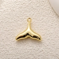 Golden whale tail pendant for DIY jewelry making with polished metallic finish - A0781 Smooth Gold Whale Tail