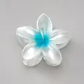 Plumeria claw clip in pearl white and gradient sky blue with a glossy pearl finish - Pearlescent Blue [6cm Medium]
