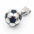 Sportlicher Fußball-Anhänger in Silber und Schwarz aus langlebigem Edelstahl - 14mm Silber und Schwarz Fußball Anhänger (Ohne Kette) (KP100638-HR)