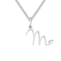 Elegant silver stainless steel necklace featuring a heart letter M pendant on a cuban chain - Letter M / Steel