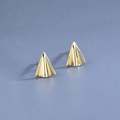 Minimalist s925 silver ear studs featuring a gold-plated triangular fold texture design - Paper Plane / Gold