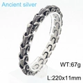 Retro ancient silver dragon bone bracelet in stainless steel, size 220x11mm, weight 67g - 22cm (KB170291-KJX) / Antique Silver