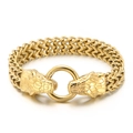 Men's retro gold-tone stainless steel dragon head woven chain bracelet with a double clasp - Gold Snake Head (KB149772-KJX)