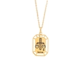 Gold stainless steel Justice tarot pendant necklace with geometric rectangular design - Justice
