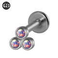 G23 titanium labret stud featuring a cluster of three colorful round opal stones - G23 Titanium 1.2*6mm / Style 1-Pink Purple Opal(OP38)