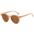 Occhiali da sole rotondi retrò marrone chiaro con lenti marroni scure stile minimalista - Montatura Tè