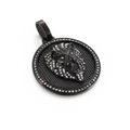 Hip hop black plated lion head circle pendant with sparkling micro pave zircon stones - Black Lion Head Pendant Only (KP100511-K)