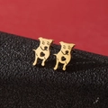 Pendientes minimalistas de acero inoxidable dorado con forma de perro y detalle de corazón - Figura de Perro de Dibujos Animados (785) / Dorado