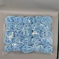 Pack of 30 light blue foam artificial roses for DIY wedding bouquet and party decor - Rose Leaves (25pcs) / Sky Blue