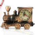 Retro steam train alarm clock in antique bronze finish with quartz movement detail - Bronze Train Alarm Clock