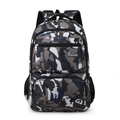 Vue de face d'un sac à dos camouflage avec fermetures éclair multicouches sur fond blanc - Camouflage Noir / Noir