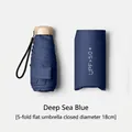 Mini five-fold flat sun umbrella in deep sea blue with UPF 50+ compact 18cm design - 6-Rib 5-Fold Flat Umbrella / 6 Ribs (18cm) / Navy Blue