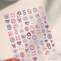Stickers ongles relief M-1179 motif chat et tulipe dessin animé avec fini mat - M-1179 Embossé + Éclats de Verre