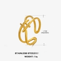 Anello a linee incrociate in acciaio inossidabile placcato oro 18K regolabile 1,7 cm - Oro