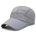 Medium gray quick-dry baseball cap with breathable side holes and subtle grid texture - Adjustable / Light Gray