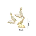 Gold-plated butterfly pendant with shimmering white opal wing and micro-paved zircons - Butterfly - Colorful Pink Opal