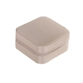 Mini square champagne gold PU leather jewelry storage box with zip closure for travel - Simple Style / Champagne Gold