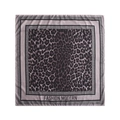 Silk-like square scarf featuring classic leopard print with fashion modern text detail - 70*70cm / Dark Grey Leopard