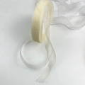 Bobina di nastro in organza giallo pallido da 2 cm e nastro di seta bianco trasparente - 2CM Larghezza 45M Lunghezza / Crema