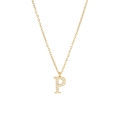 Titanium steel necklace featuring a gold letter P pendant inlaid with cubic zirconia - Gold-P